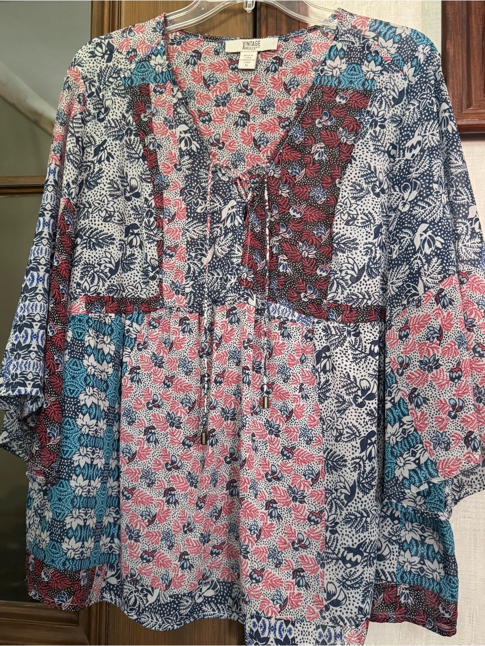 Vintage America Floral Tie-Front Blouse